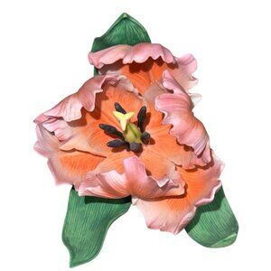 Vintage Lenox Parrot Tulip Garden Flowers Fine Porcelain Floral Figurine 1989